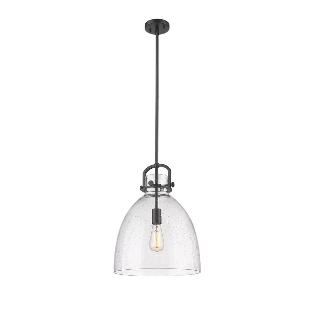 Innovations Newton Bell 100-watt 1 Light Matte Black Shaded Pendant 