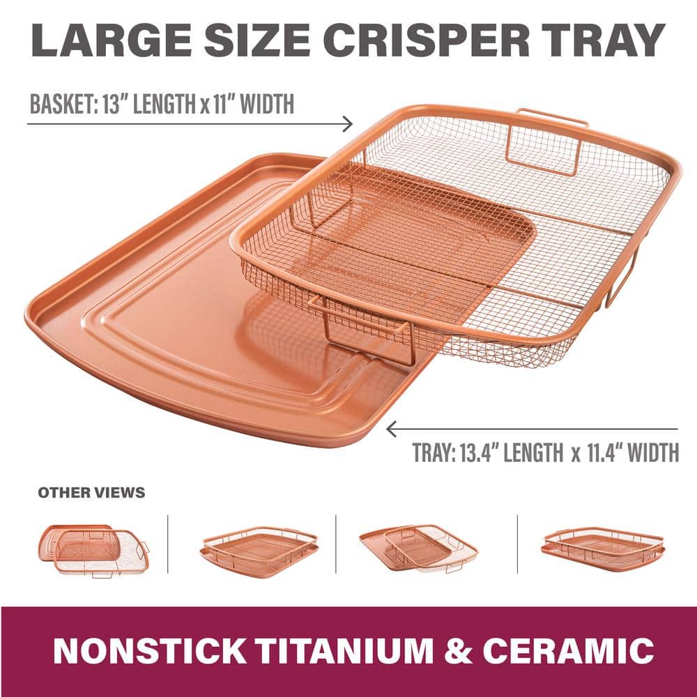 Gotham Steel Copper Nonstick Air Fryer Crisper Tray Set