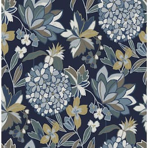 Blue Valdivian Floral Wallpaper Sample