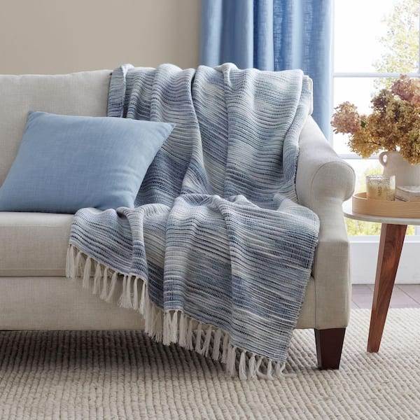 Company Cotton Shrida Blue Throw Blanket