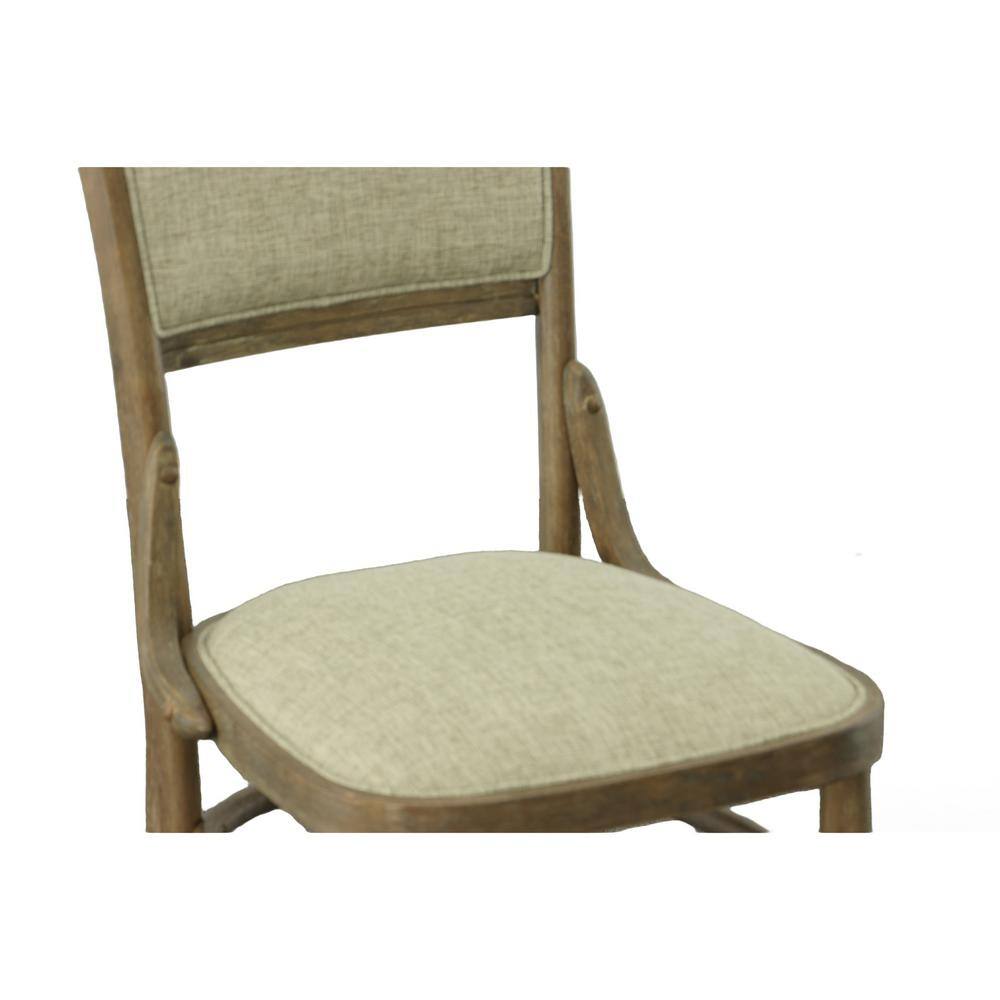 Vintage Walnut Upholstered Linen Parsons Side Chair Set