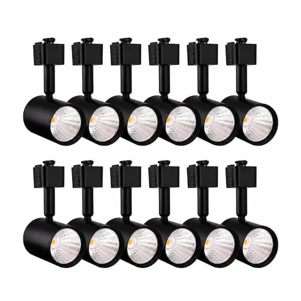 LED Track Lighting Heads 6.5W 3000K Warm White 24° Black Painted Pack of 12 for Juno J Type Rail