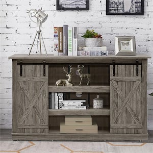 54 in. Gray TV Stand with Adjustable Shelves Fits TV's up to 60 in.
