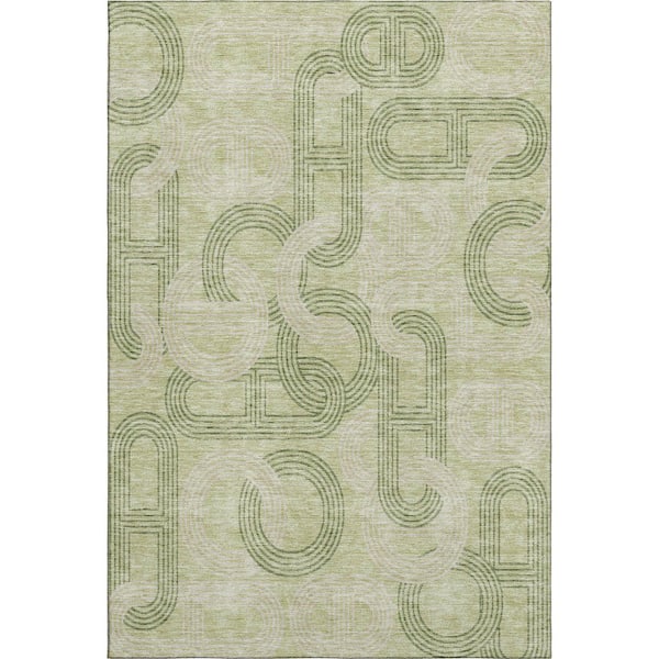 Addison Rugs Mayfield Premium Machine Washable Abstract AMF967 Aloe 3 ft. x 5 ft. Area Rug