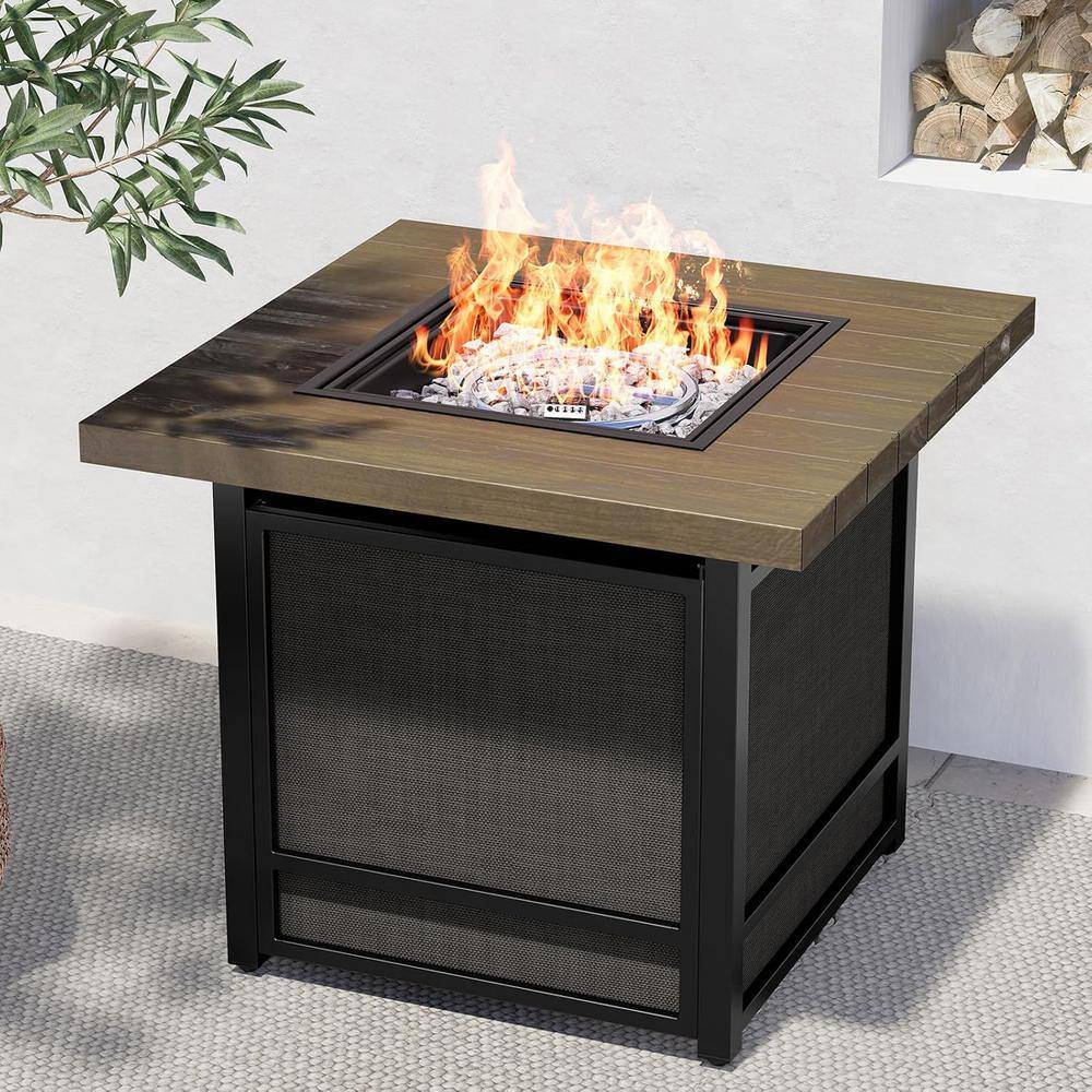 UPLAND 29 in. Outdoor Propane Fire Pit table with Sling Base in light Brown