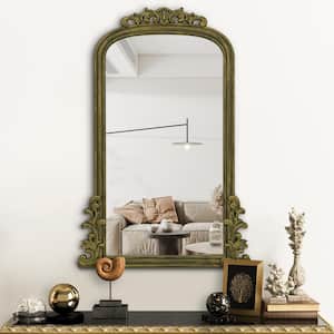 24 in. W x 36 in. H Antique Arched Wood Framed Wall Mirror Classic Accent Mirror