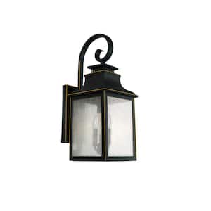 Anner Black Motion Sensing Dusk to Dawn Outdoor Hardwired Lantern Sconce with Incandescent