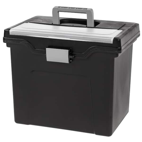 IRIS 24 Qt. Portable Letter Size File Storage Box in Black 110977 - The  Home Depot