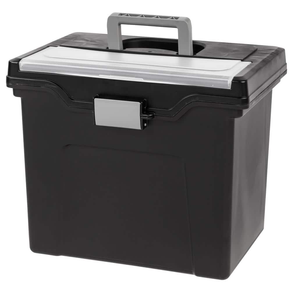 UPC 762016444604 product image for 13.82 in. W x 11.71 in. H Portable Letter Size File Storage Box, Black Letter Si | upcitemdb.com