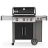Genesis II E-335 3-Burner Propane Gas Grill in Black with Built-In Thermometer and Side Burner