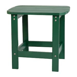 Green Faux Wood Resin Rectangle Outdoor Side Table