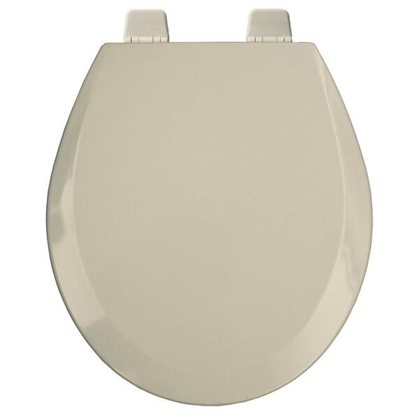 BEMIS Adjustable Round Open Front Enameled Wood Toilet Seat in Bone Never Loosens