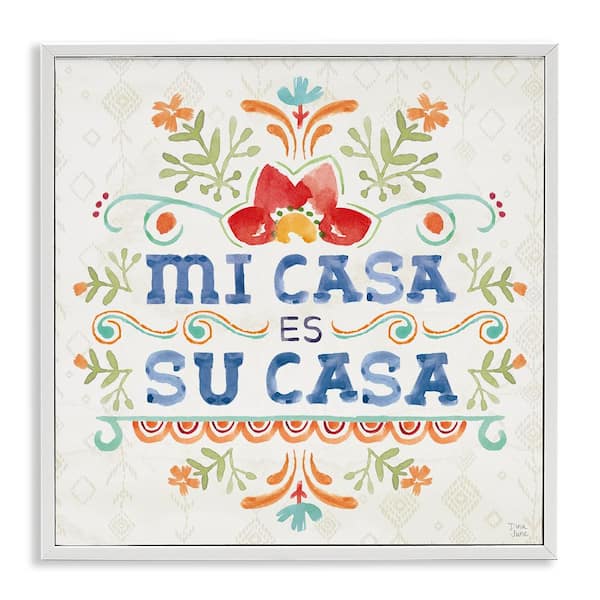 Our House Pattern by Dina June White Framed Typography Giclee Art Print 24 in. x 24 in.