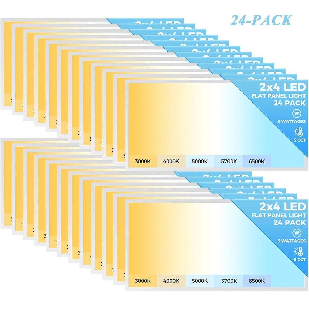 2 ft. x 4 ft. 7700LM White Integrated LED Flat Panel Light 5CCT Recessed Ceiling Light Fixture 0-10V Dimmable (24-Pack) price history on PriceWatchPro