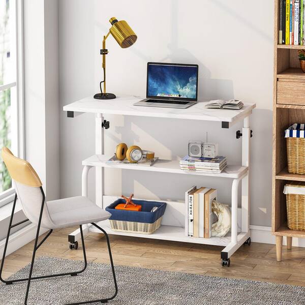 lavish home mobile rolling cart compact computer desk