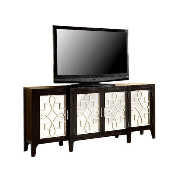 Benjara 72 in. Brown Standard Rectangle Wood Console Table with Mirrored Panels
