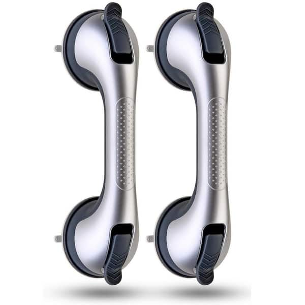 2-Pack 11.8 in. Suction Cup Shower Grab Bars, Heavy Duty Removable Shower Handles for Elderly, Bathroom Safety Accessory