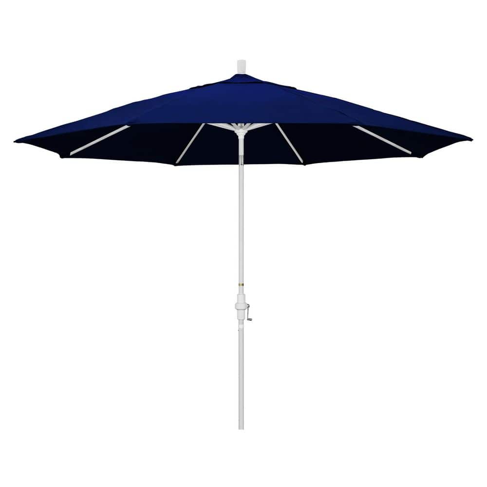11 ft. Matted White Aluminum Market Patio Umbrella with Aluminum Ribs Collar Tilt Crank Lift in True Blue Sunbrella price history on PriceWatchPro