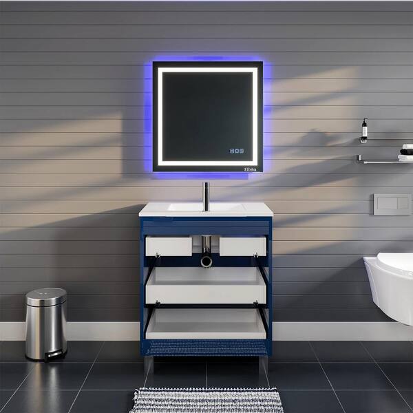 Eviva Olivia 24 in. W x 14 in. D x 34 in. H Bath Vanity in Blue with Single Sink and White Porcelain Top