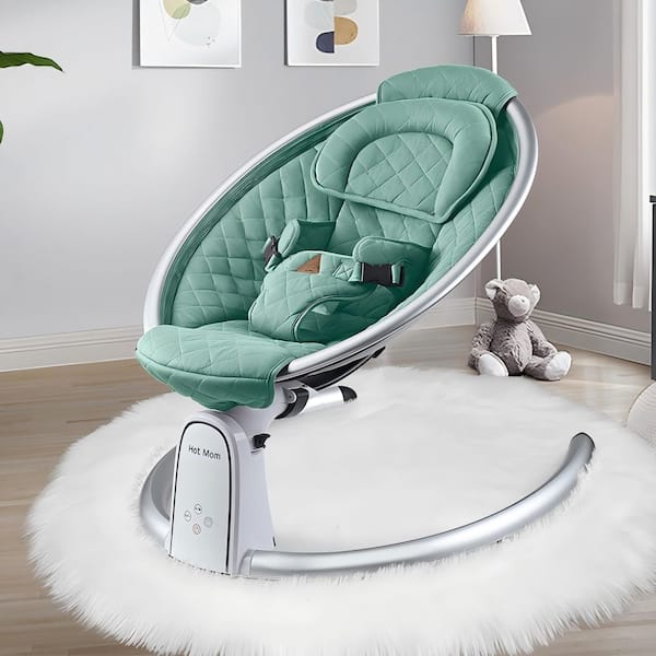 26.77 in. W Green Electric Baby Rocking Chair w/ Bluetooth,Auto Rocking and Music,Intelligent Timer and LED Touch Screen