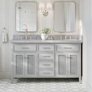 Kensington 61 in. Bath Vanity in Grey with Carrara White Marble Top