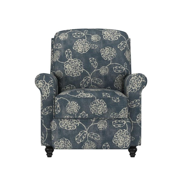 blue and white recliner chair