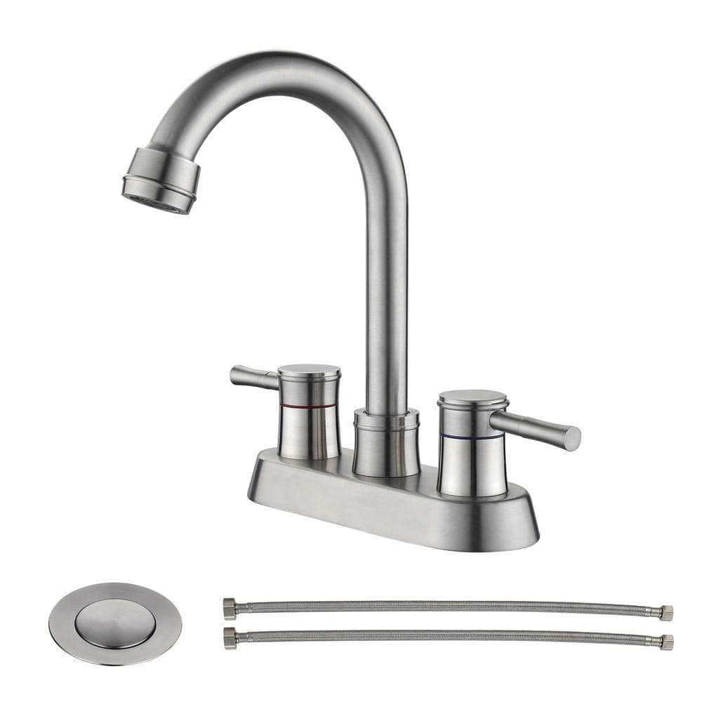 Heemli High Arc 4 in. Centerset Double Handle Bathroom Faucet with