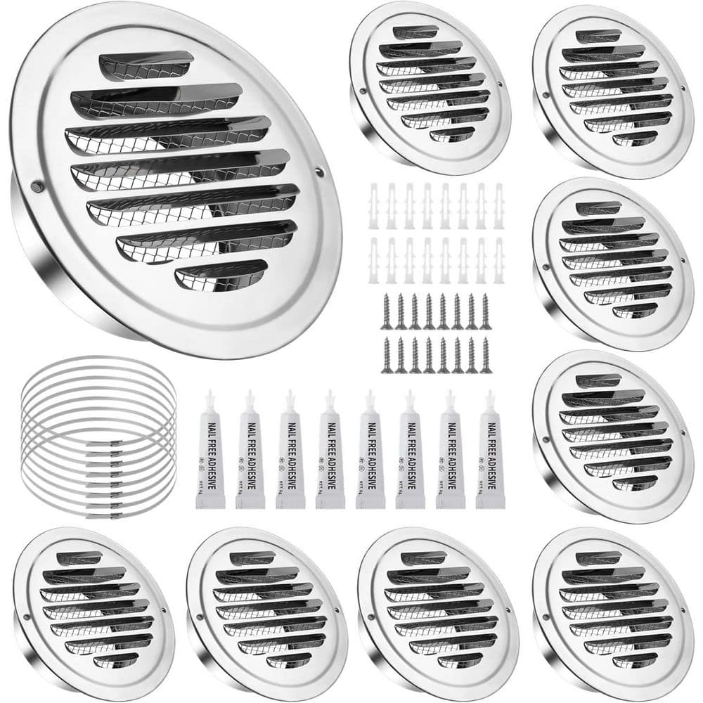4 Round Stainless Steel Air Vent Mesh Cover Reptile Screen Grille Flat Ducting Soffit Vent 8-Piece Set price history on PriceWatchPro