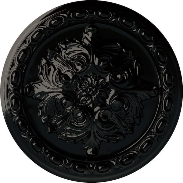 Ekena Millwork 11-3/8 in. x 2 in. Acanthus Urethane Ceiling Medallion, Black Pearl