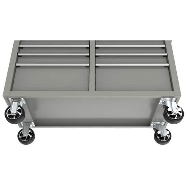 Husky Tool Storage 46 in. W Gloss Gray Mobile Workbench Cabinet