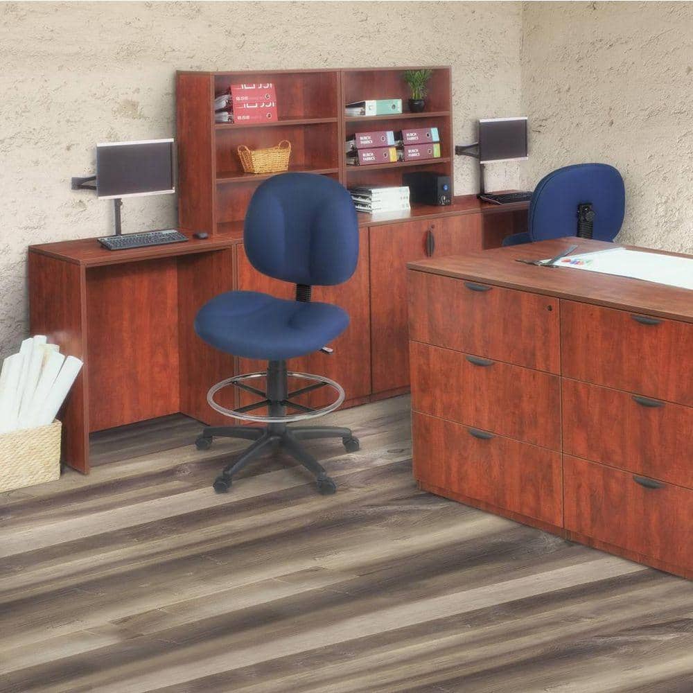 Comfort Series Fabric Swivel Computer Task Chair in Navy Blue with Drafting Kit