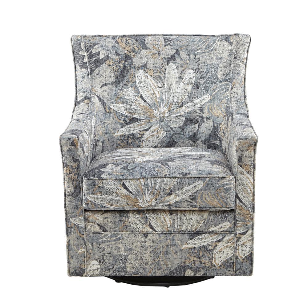 Alana Blue Floral Upholstered Swivel Glider Chair