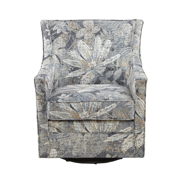 Madison Park Minkoff Blue Multi Curve Back Swivel Glide Armchair