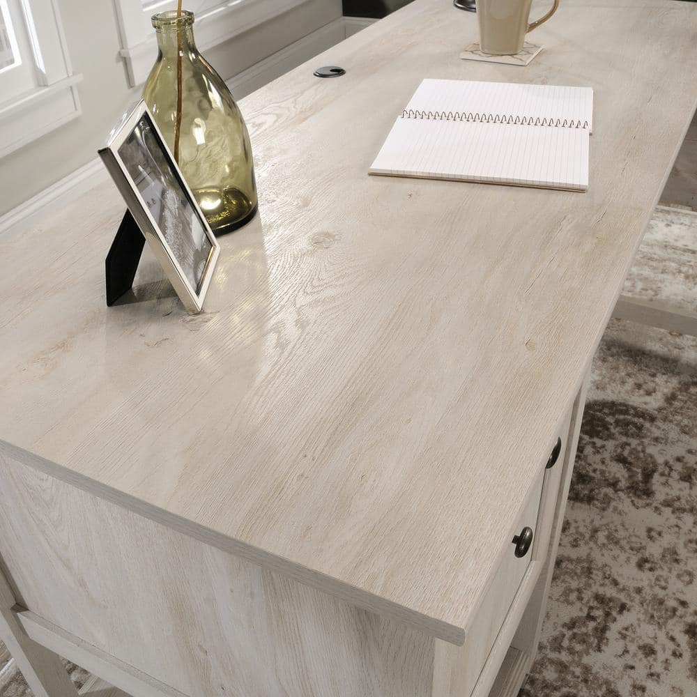 Chalked Chestnut L-Shaped Computer Desk with Drawer and Filing Cabinet