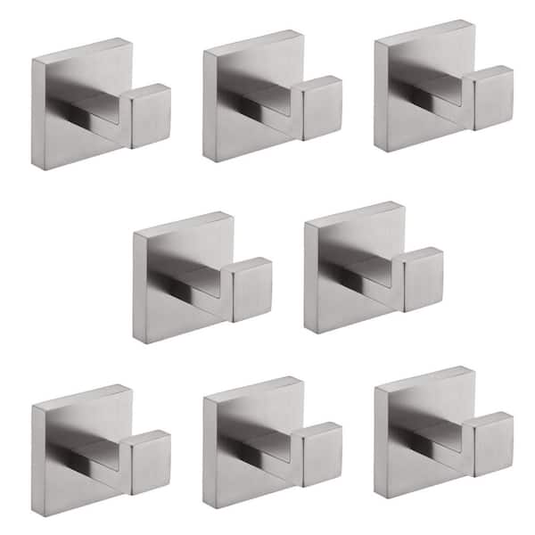 8-Piece 2.19 in. Wall-Mounted Stainless Steel Bathroom Towel Hooks/Coat Hooks in Brushed Nickel