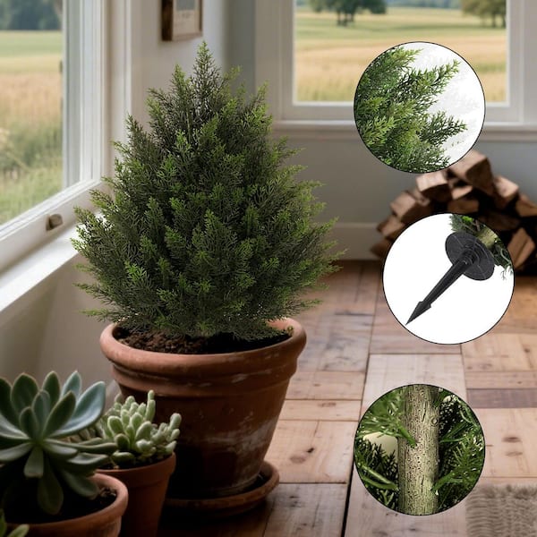 Vitalismo 2-Sets 2 ft. Artificial Cedar Bush Shrubs with Ground