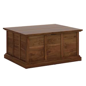Cottage Road 38.976 in. Grand Walnut Rectangular Engineered Wood Coffee Table with 2-Storage Sections
