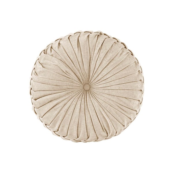 Unbranded Poly Chenille Ivory Round Plush Floor Pillow Cushion-22 in. x 22 in. x 6 in.- 2.53 lbs. (Set of 1)