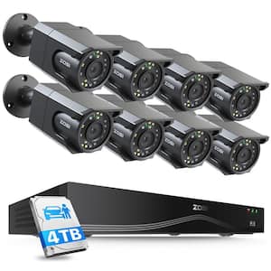 4K 24-Channel 4TB POE NVR Security Camera System with 8 Wired 8MP Outdoor Cameras, AI Detection, Dual-Disk, Cooling Fan