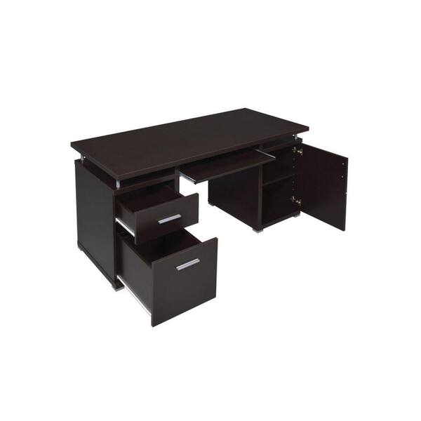 Benjara 45 Inch Wood Computer Desk, 2 Shelves, 1 Drawer, Rustic Brown and  Black - BM229592