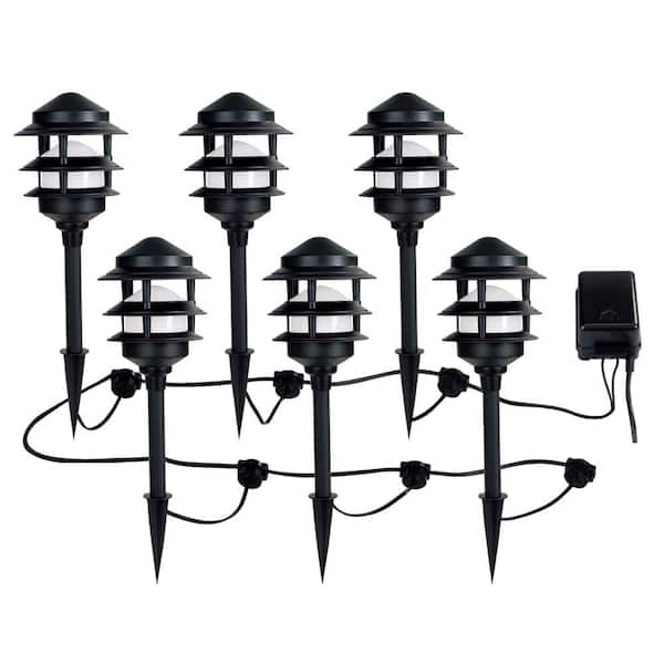 CE TECH Low-Voltage Black Audio Path Light Kit with Bluetooth Technology (6-Pack)