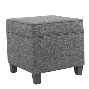 Gray and Brown Fabric Square Accent Ottoman