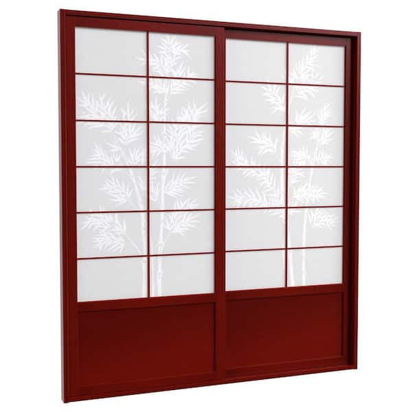 7 ft. Rosewood Bamboo Tree 2-Panel Sliding Door