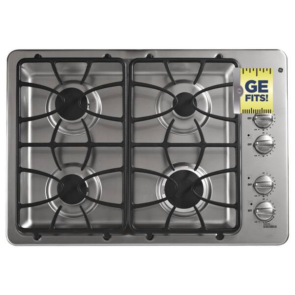 GE 30 in. Gas Cooktop in Stainless Steel with 4 Burners including Power Boil Burner
