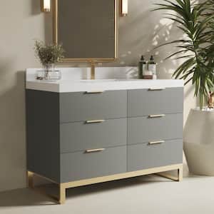 Hammond 48 in. W x 22 in. D x 33.5 in. H Single Bath Vanity in Gray with White Quartz Counter Top with White Basin