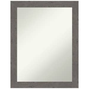 Rustic Plank Grey Narrow 21.5 in. H x 27.5 in. W Framed Non-Beveled Bathroom Vanity Mirror in Gray