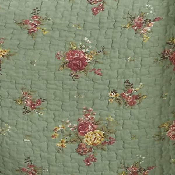 Cozy Line Home Fashions Vintage Floral Rose Green Chintz Sage Pink Yellow  Scalloped Cotton Throw Blanket (Set of 1) BB20180203TH - The Home Depot