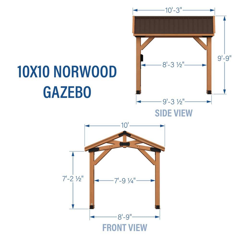 Norwood Cedar and Steel 10x10 Outdoor Gazebo