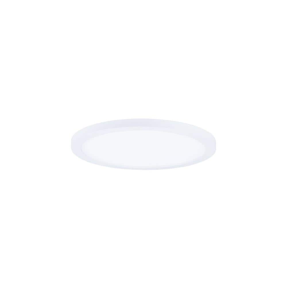White Round LED Flush Mount Ceiling Light with Polycarbonate Shade