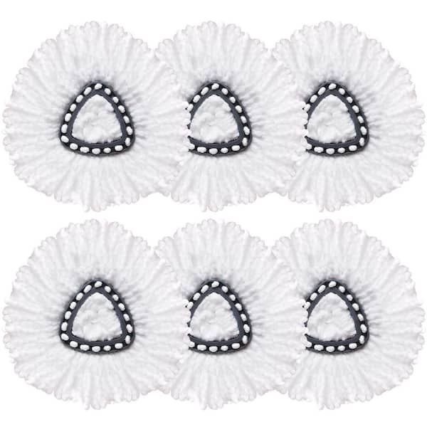 Microfiber Spin Mop Head Replacement Refill, Highly Absorbent and Machine Washable, White (6-Pack)